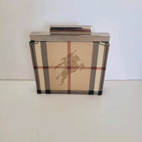 Burberry Hallmark Logo Wallet Small Coin Mini Check Plaid Kisslock Nova Vintage - Picture 2 of 8